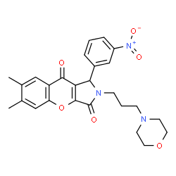 ChemSpider 2D Image | 6,7-Dimethyl-2-[3-(4-morpholinyl)propyl]-1-(3-nitrophenyl)-1,2-dihydrochromeno[2,3-c]pyrrole-3,9-dione | C26H27N3O6