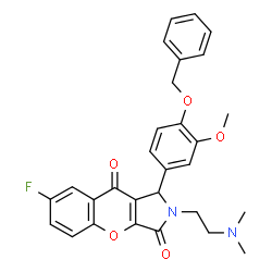 ChemSpider 2D Image | 1-[4-(Benzyloxy)-3-methoxyphenyl]-2-[2-(dimethylamino)ethyl]-7-fluoro-1,2-dihydrochromeno[2,3-c]pyrrole-3,9-dione | C29H27FN2O5