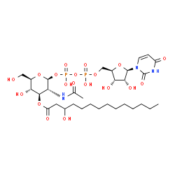 ChemSpider 2D Image | UDP-3-O-(3-hydroxytetradecanoyl)-N-acetyl-beta-glucosamine | C31H53N3O19P2