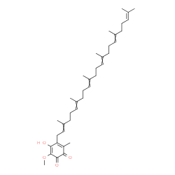 ChemSpider 2D Image | 4-(3,7,11,15,19,23-Hexamethyl-2,6,10,14,18,22-tetracosahexaen-1-yl)-5-hydroxy-6-methoxy-3-methyl-1,2-benzoquinone | C38H56O4