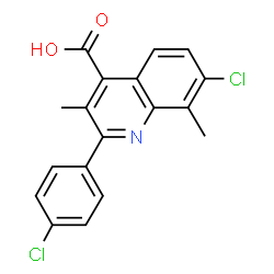 ChemSpider 2D Image | 7-Chloro-2-(4-chlorophenyl)-3,8-dimethyl-4-quinolinecarboxylic acid | C18H13Cl2NO2