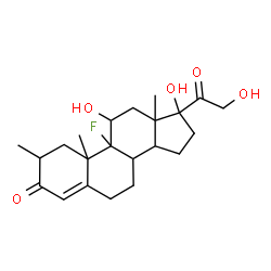 ChemSpider 2D Image | 9-Fluoro-11,17,21-trihydroxy-2-methylpregn-4-ene-3,20-dione | C22H31FO5