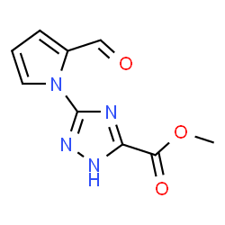 ChemSpider 2D Image | Methyl 3-(2-formyl-1H-pyrrol-1-yl)-1H-1,2,4-triazole-5-carboxylate | C9H8N4O3