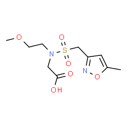 ChemSpider 2D Image | N-(2-Methoxyethyl)-N-{[(5-methyl-1,2-oxazol-3-yl)methyl]sulfonyl}glycine | C10H16N2O6S