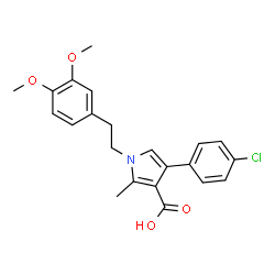 ChemSpider 2D Image | 4-(4-Chlorophenyl)-1-[2-(3,4-dimethoxyphenyl)ethyl]-2-methyl-1H-pyrrole-3-carboxylic acid | C22H22ClNO4