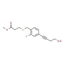 ChemSpider 2D Image | Methyl 3-{[2-fluoro-4-(4-hydroxy-1-butyn-1-yl)benzyl]sulfanyl}propanoate | C15H17FO3S