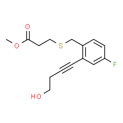 ChemSpider 2D Image | Methyl 3-{[4-fluoro-2-(4-hydroxy-1-butyn-1-yl)benzyl]sulfanyl}propanoate | C15H17FO3S
