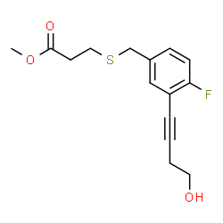 ChemSpider 2D Image | Methyl 3-{[4-fluoro-3-(4-hydroxy-1-butyn-1-yl)benzyl]sulfanyl}propanoate | C15H17FO3S