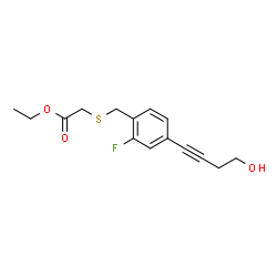 ChemSpider 2D Image | Ethyl {[2-fluoro-4-(4-hydroxy-1-butyn-1-yl)benzyl]sulfanyl}acetate | C15H17FO3S