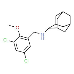ChemSpider 2D Image | N-(3,5-Dichloro-2-methoxybenzyl)-2-adamantanamine | C18H23Cl2NO