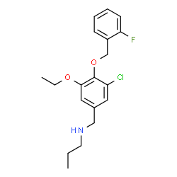 ChemSpider 2D Image | N-{3-Chloro-5-ethoxy-4-[(2-fluorobenzyl)oxy]benzyl}-1-propanamine | C19H23ClFNO2