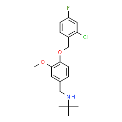 ChemSpider 2D Image | N-{4-[(2-Chloro-4-fluorobenzyl)oxy]-3-methoxybenzyl}-2-methyl-2-propanamine | C19H23ClFNO2