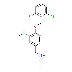 ChemSpider 2D Image | N-{4-[(2-Chloro-6-fluorobenzyl)oxy]-3-methoxybenzyl}-2-methyl-2-propanamine | C19H23ClFNO2