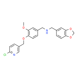ChemSpider 2D Image | 1-(1,3-Benzodioxol-5-yl)-N-{4-[(6-chloro-3-pyridinyl)methoxy]-3-methoxybenzyl}methanamine | C22H21ClN2O4