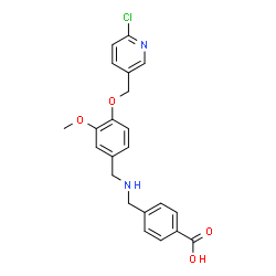 ChemSpider 2D Image | 4-[({4-[(6-Chloro-3-pyridinyl)methoxy]-3-methoxybenzyl}amino)methyl]benzoic acid | C22H21ClN2O4