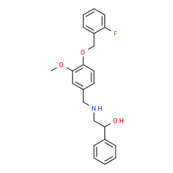 ChemSpider 2D Image | 2-({4-[(2-Fluorobenzyl)oxy]-3-methoxybenzyl}amino)-1-phenylethanol | C23H24FNO3