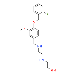 ChemSpider 2D Image | 2-{[2-({4-[(2-Fluorobenzyl)oxy]-3-methoxybenzyl}amino)ethyl]amino}ethanol | C19H25FN2O3