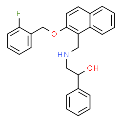 ChemSpider 2D Image | 2-[({2-[(2-Fluorobenzyl)oxy]-1-naphthyl}methyl)amino]-1-phenylethanol | C26H24FNO2