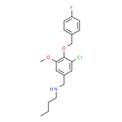 ChemSpider 2D Image | N-{3-Chloro-4-[(4-fluorobenzyl)oxy]-5-methoxybenzyl}-1-butanamine | C19H23ClFNO2