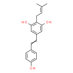 ChemSpider 2D Image | 5-[2-(4-Hydroxyphenyl)vinyl]-2-(3-methyl-2-buten-1-yl)-1,3-benzenediol | C19H20O3