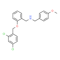 ChemSpider 2D Image | 1-{2-[(2,4-Dichlorobenzyl)oxy]phenyl}-N-(4-methoxybenzyl)methanamine | C22H21Cl2NO2
