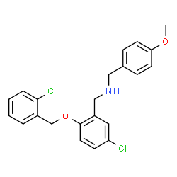 ChemSpider 2D Image | 1-{5-Chloro-2-[(2-chlorobenzyl)oxy]phenyl}-N-(4-methoxybenzyl)methanamine | C22H21Cl2NO2