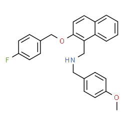 ChemSpider 2D Image | 1-{2-[(4-Fluorobenzyl)oxy]-1-naphthyl}-N-(4-methoxybenzyl)methanamine | C26H24FNO2