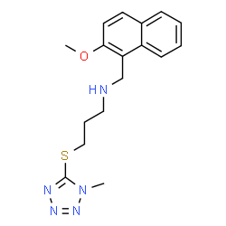 ChemSpider 2D Image | N-[(2-Methoxy-1-naphthyl)methyl]-3-[(1-methyl-1H-tetrazol-5-yl)sulfanyl]-1-propanamine | C17H21N5OS