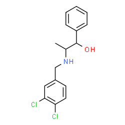 ChemSpider 2D Image | 2-[(3,4-Dichlorobenzyl)amino]-1-phenyl-1-propanol | C16H17Cl2NO