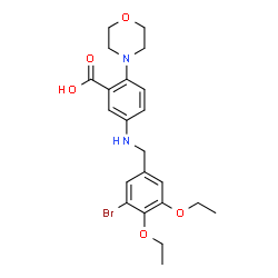ChemSpider 2D Image | 5-[(3-Bromo-4,5-diethoxybenzyl)amino]-2-(4-morpholinyl)benzoic acid | C22H27BrN2O5