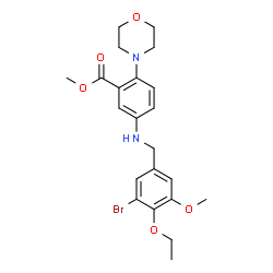 ChemSpider 2D Image | Methyl 5-[(3-bromo-4-ethoxy-5-methoxybenzyl)amino]-2-(4-morpholinyl)benzoate | C22H27BrN2O5