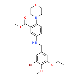ChemSpider 2D Image | Methyl 5-[(3-bromo-5-ethoxy-4-methoxybenzyl)amino]-2-(4-morpholinyl)benzoate | C22H27BrN2O5
