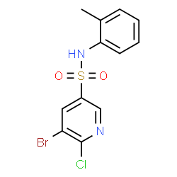 ChemSpider 2D Image | 5-Bromo-6-chloro-N-(2-methylphenyl)-3-pyridinesulfonamide | C12H10BrClN2O2S