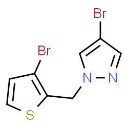 ChemSpider 2D Image | 4-Bromo-1-[(3-bromo-2-thienyl)methyl]-1H-pyrazole | C8H6Br2N2S