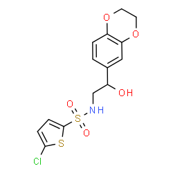 ChemSpider 2D Image | 5-Chloro-N-[2-(2,3-dihydro-1,4-benzodioxin-6-yl)-2-hydroxyethyl]-2-thiophenesulfonamide | C14H14ClNO5S2