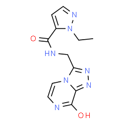 ChemSpider 2D Image | 1-Ethyl-N-[(8-hydroxy[1,2,4]triazolo[4,3-a]pyrazin-3-yl)methyl]-1H-pyrazole-5-carboxamide | C12H13N7O2