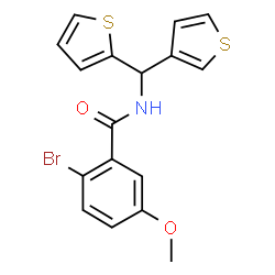 ChemSpider 2D Image | 2-Bromo-5-methoxy-N-[2-thienyl(3-thienyl)methyl]benzamide | C17H14BrNO2S2