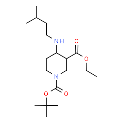 ChemSpider 2D Image | 3-Ethyl 1-(2-methyl-2-propanyl) 4-[(3-methylbutyl)amino]-1,3-piperidinedicarboxylate | C18H34N2O4