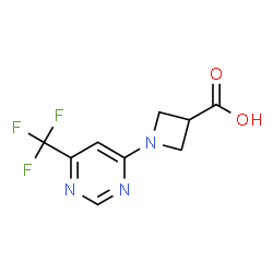 ChemSpider 2D Image | 1-[6-(Trifluoromethyl)-4-pyrimidinyl]-3-azetidinecarboxylic acid | C9H8F3N3O2