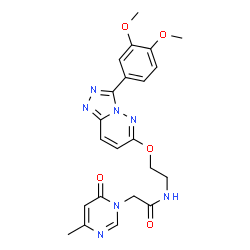 ChemSpider 2D Image | N-(2-{[3-(3,4-Dimethoxyphenyl)[1,2,4]triazolo[4,3-b]pyridazin-6-yl]oxy}ethyl)-2-(4-methyl-6-oxo-1(6H)-pyrimidinyl)acetamide | C22H23N7O5