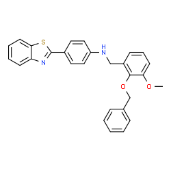 ChemSpider 2D Image | 4-(1,3-Benzothiazol-2-yl)-N-[2-(benzyloxy)-3-methoxybenzyl]aniline | C28H24N2O2S