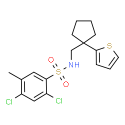 ChemSpider 2D Image | 2,4-Dichloro-5-methyl-N-{[1-(2-thienyl)cyclopentyl]methyl}benzenesulfonamide | C17H19Cl2NO2S2