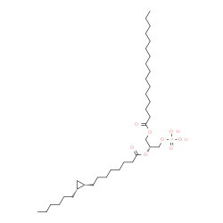 ChemSpider 2D Image | (2R)-2-({8-[(1S,2R)-2-Hexylcyclopropyl]octanoyl}oxy)-3-(phosphonooxy)propyl palmitate | C36H69O8P