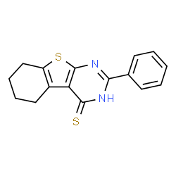 ChemSpider 2D Image | 2-Phenyl-5,6,7,8-tetrahydro[1]benzothieno[2,3-d]pyrimidine-4-thiol | C16H14N2S2