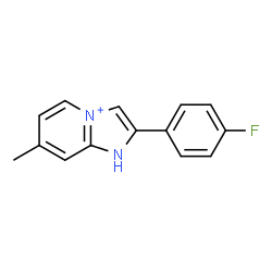 ChemSpider 2D Image | 2-(4-Fluorophenyl)-7-methyl-1H-imidazo[1,2-a]pyridin-4-ium | C14H12FN2
