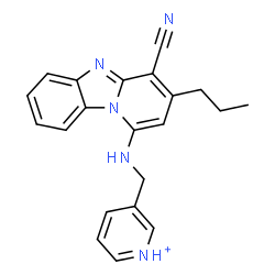 ChemSpider 2D Image | 3-{[(4-Cyano-3-propylpyrido[1,2-a]benzimidazol-1-yl)amino]methyl}pyridinium | C21H20N5