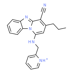 ChemSpider 2D Image | 2-{[(4-Cyano-3-propylpyrido[1,2-a]benzimidazol-1-yl)amino]methyl}pyridinium | C21H20N5