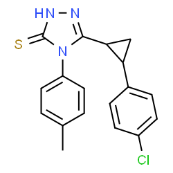 ChemSpider 2D Image | 5-[2-(4-Chlorophenyl)cyclopropyl]-4-(4-methylphenyl)-2,4-dihydro-3H-1,2,4-triazole-3-thione | C18H16ClN3S