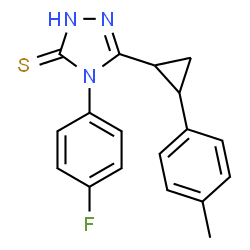 ChemSpider 2D Image | 4-(4-fluorophenyl)-5-[2-(4-methylphenyl)cyclopropyl]-4H-1,2,4-triazol-3-yl hydrosulfide | C18H16FN3S