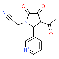 ChemSpider 2D Image | 3-[3-Acetyl-1-(cyanomethyl)-4,5-dioxo-2-pyrrolidinyl]pyridinium | C13H12N3O3